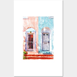 Twin Townhouse Doors Vintage In Washington Posters and Art